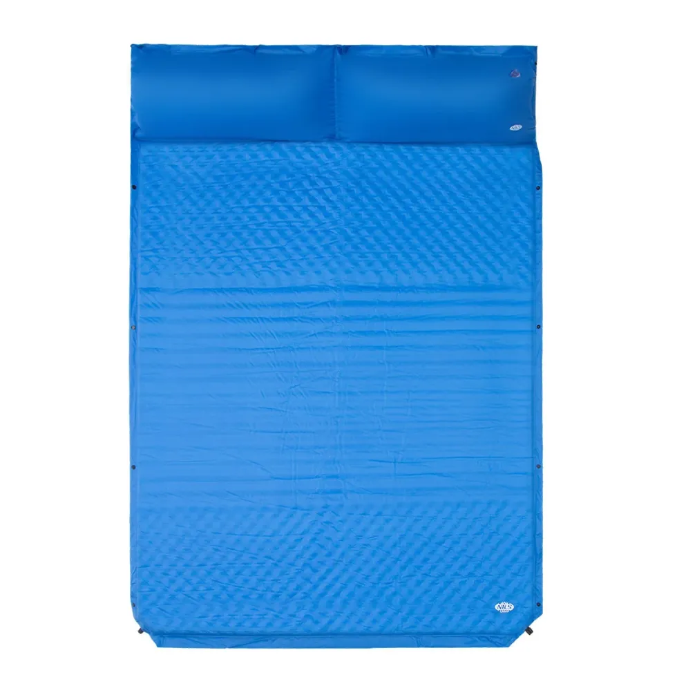NILS Camp Zelfopblazende Slaapmat met Kussen - 2-persoons - Blauw