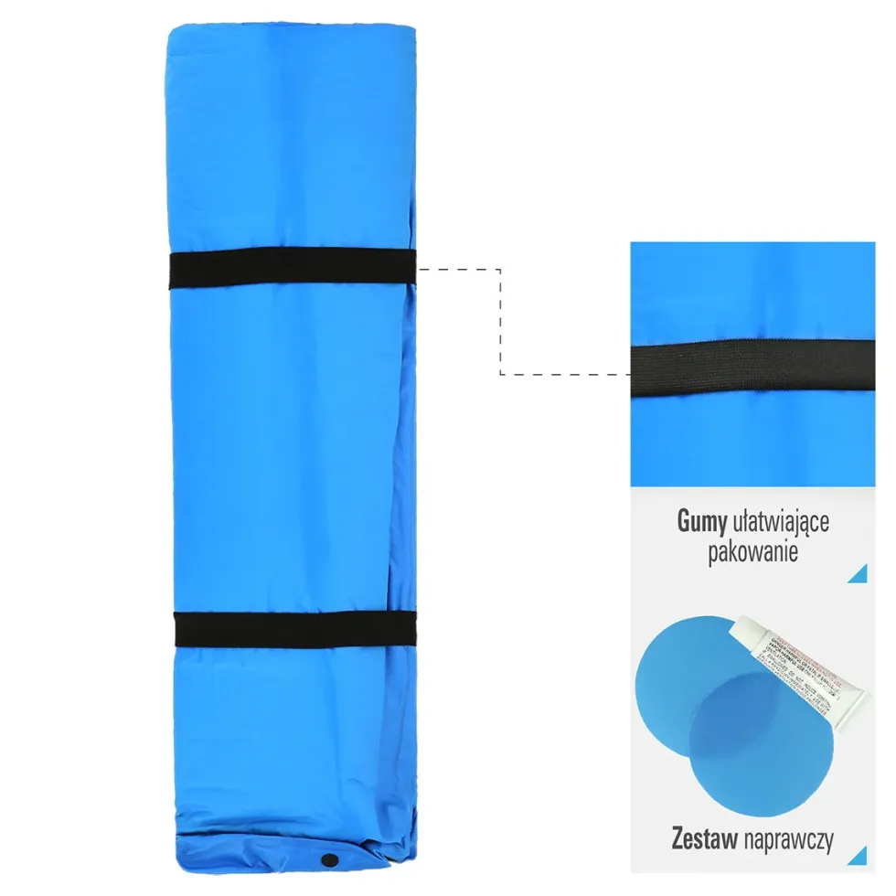 NILS Camp Zelfopblazende Slaapmat met Kussen - 2-persoons - Blauw