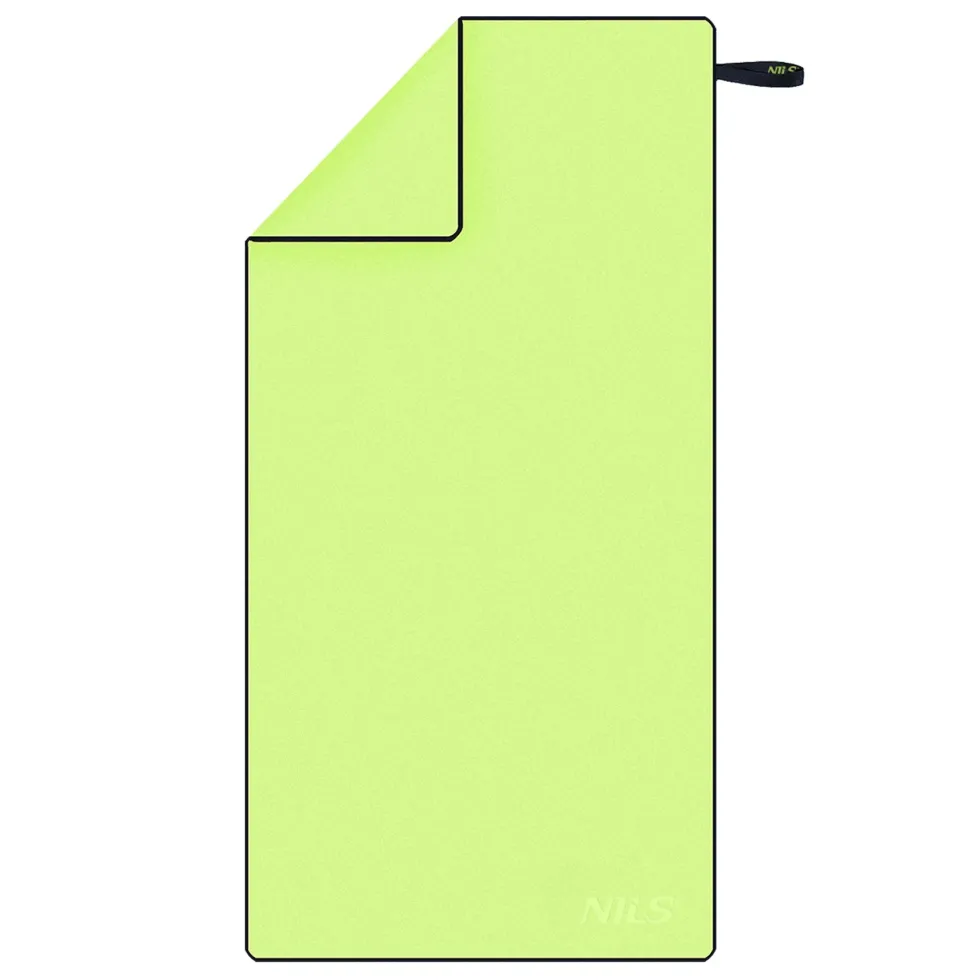 NILS Microvezel Handdoek - Groen/Zwart - 140 x 70 cm