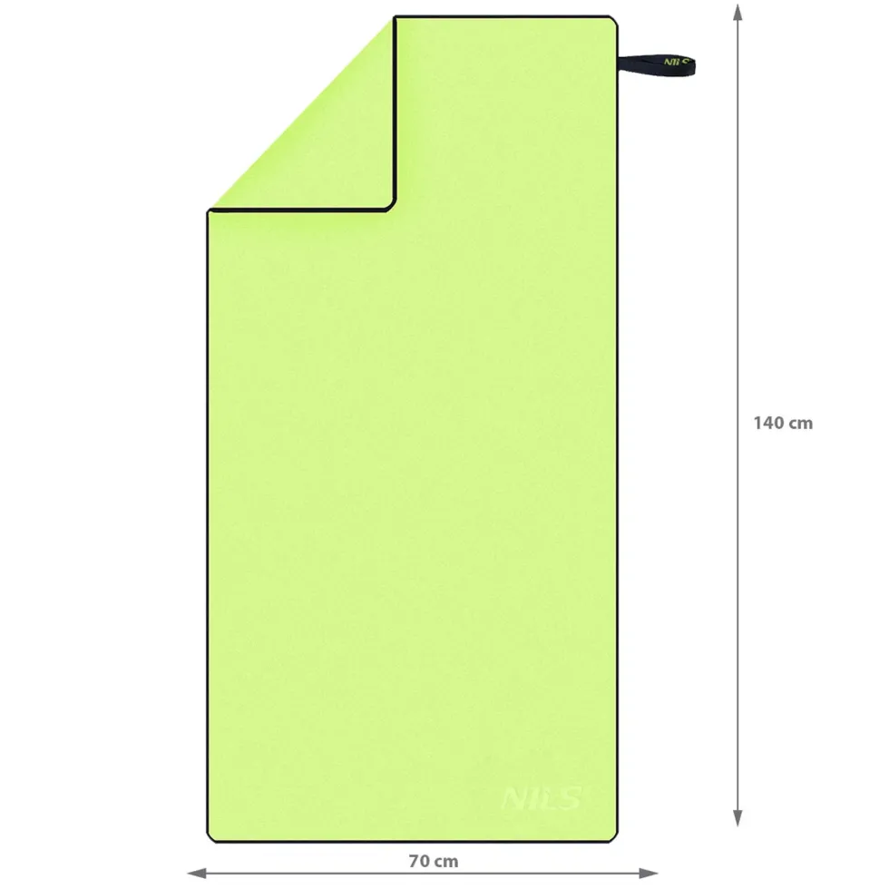 NILS Microvezel Handdoek - Groen/Zwart - 140 x 70 cm