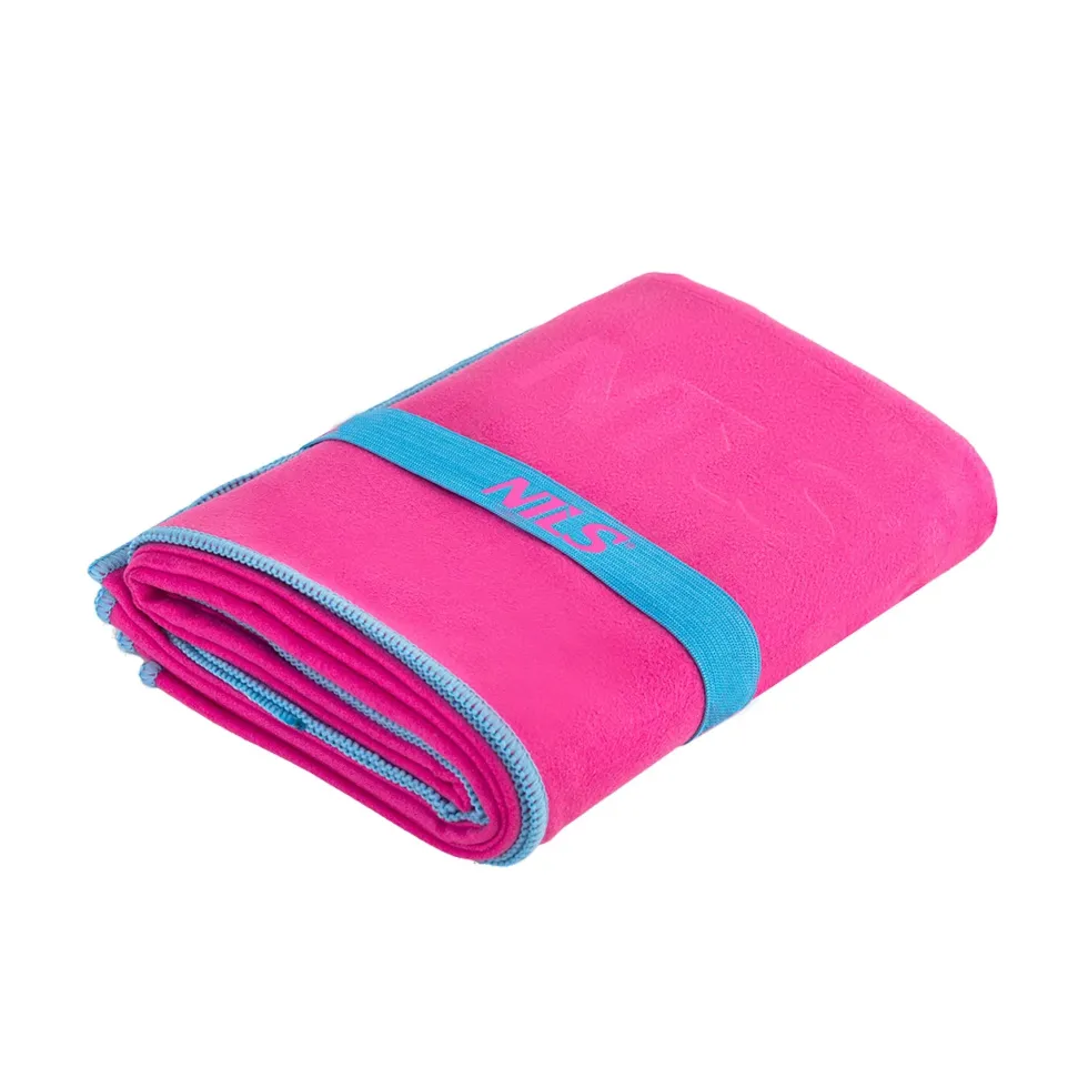 NILS Microvezel Handdoek - Roze/Blauw - 140 x 70 cm