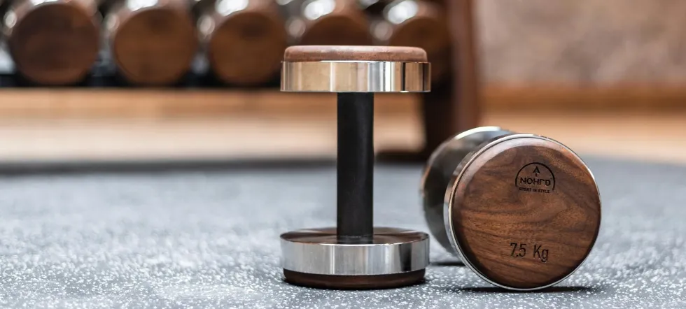 Nohrd Dumbbellset van 36 - Incl. Opbergrek - Walnoot