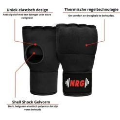 NRG Fitness Gel Binnenhandschoenen met Bandage - Zwart