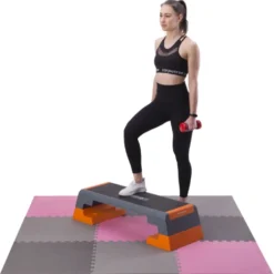 One Fitness Puzzelmat - Set van 9 - 10 mm - Roze/Grijs