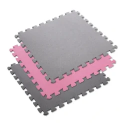 One Fitness Puzzelmat - Set van 9 - 10 mm - Roze/Grijs