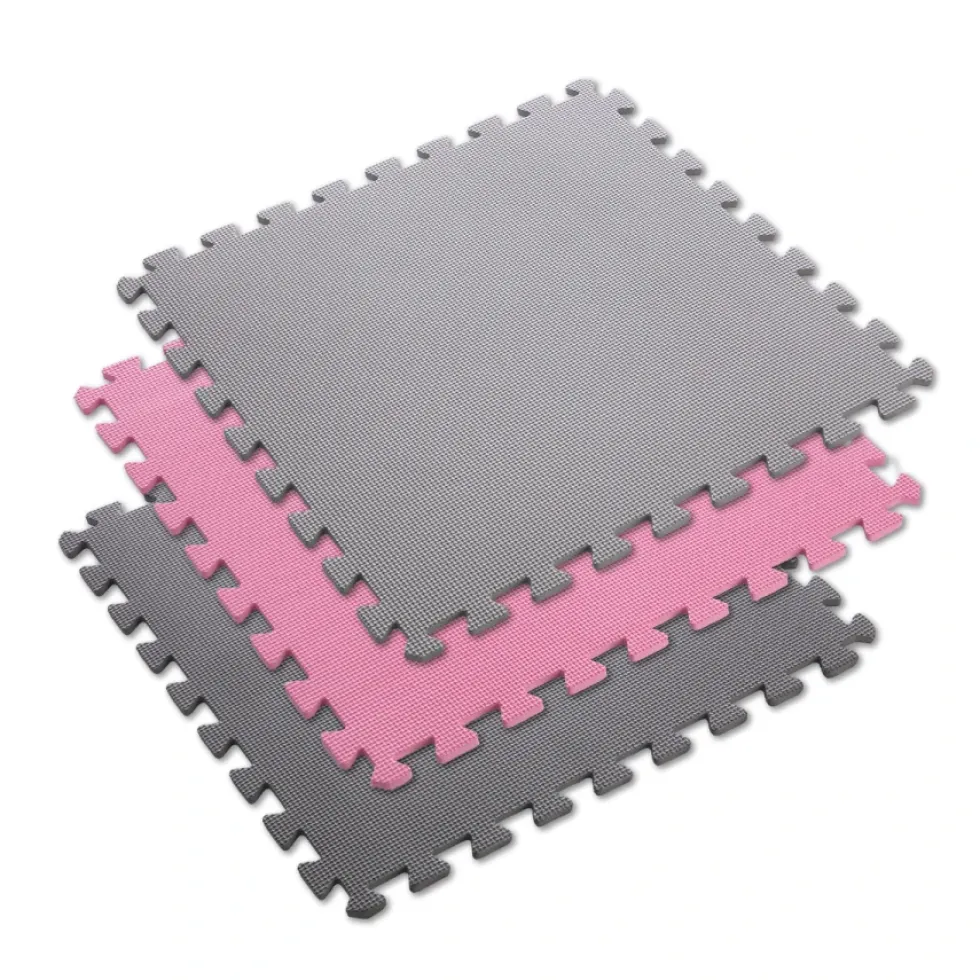 One Fitness Puzzelmat - Set van 9 - 10 mm - Roze/Grijs