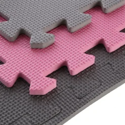 One Fitness Puzzelmat - Set van 9 - 10 mm - Roze/Grijs
