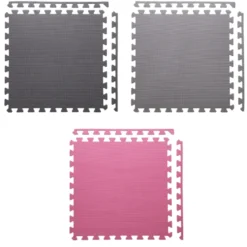 One Fitness Puzzelmat - Set van 9 - 10 mm - Roze/Grijs