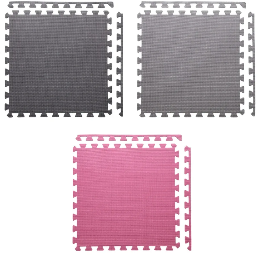 One Fitness Puzzelmat - Set van 9 - 10 mm - Roze/Grijs