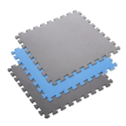 One Fitness Puzzelmat - Set van 9 - 10 mm - Blauw/Grijs