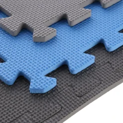 One Fitness Puzzelmat - Set van 9 - 10 mm - Blauw/Grijs