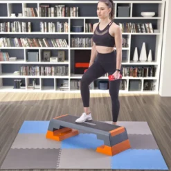 One Fitness Puzzelmat - Set van 9 - 10 mm - Blauw/Grijs