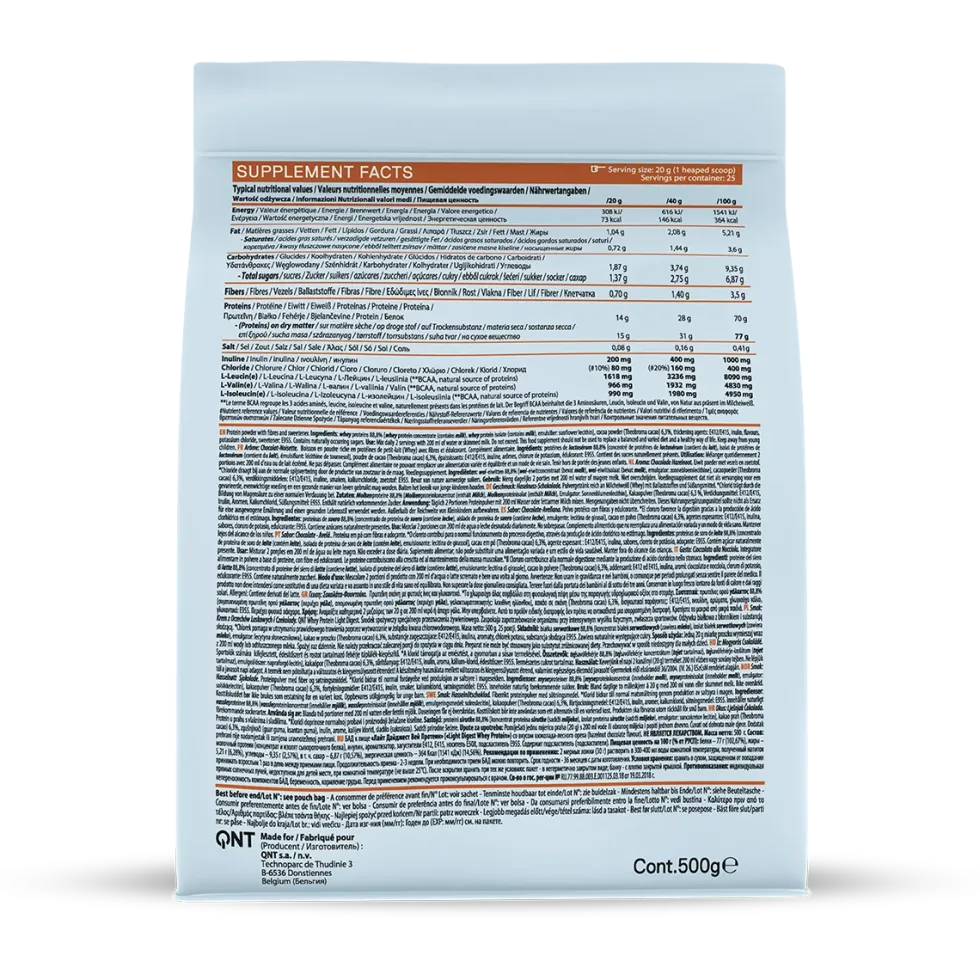 QNT Light Digest Whey Protein - Eiwit Poeder - 500 gram - Hazelnut Chocolate