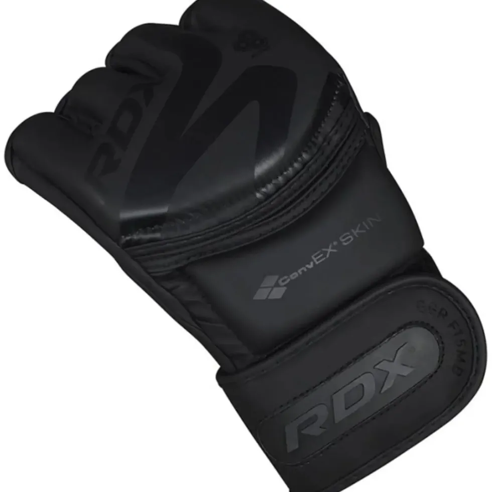 RDX Sports F15 Noir MMA Grappling Gloves - Zwart