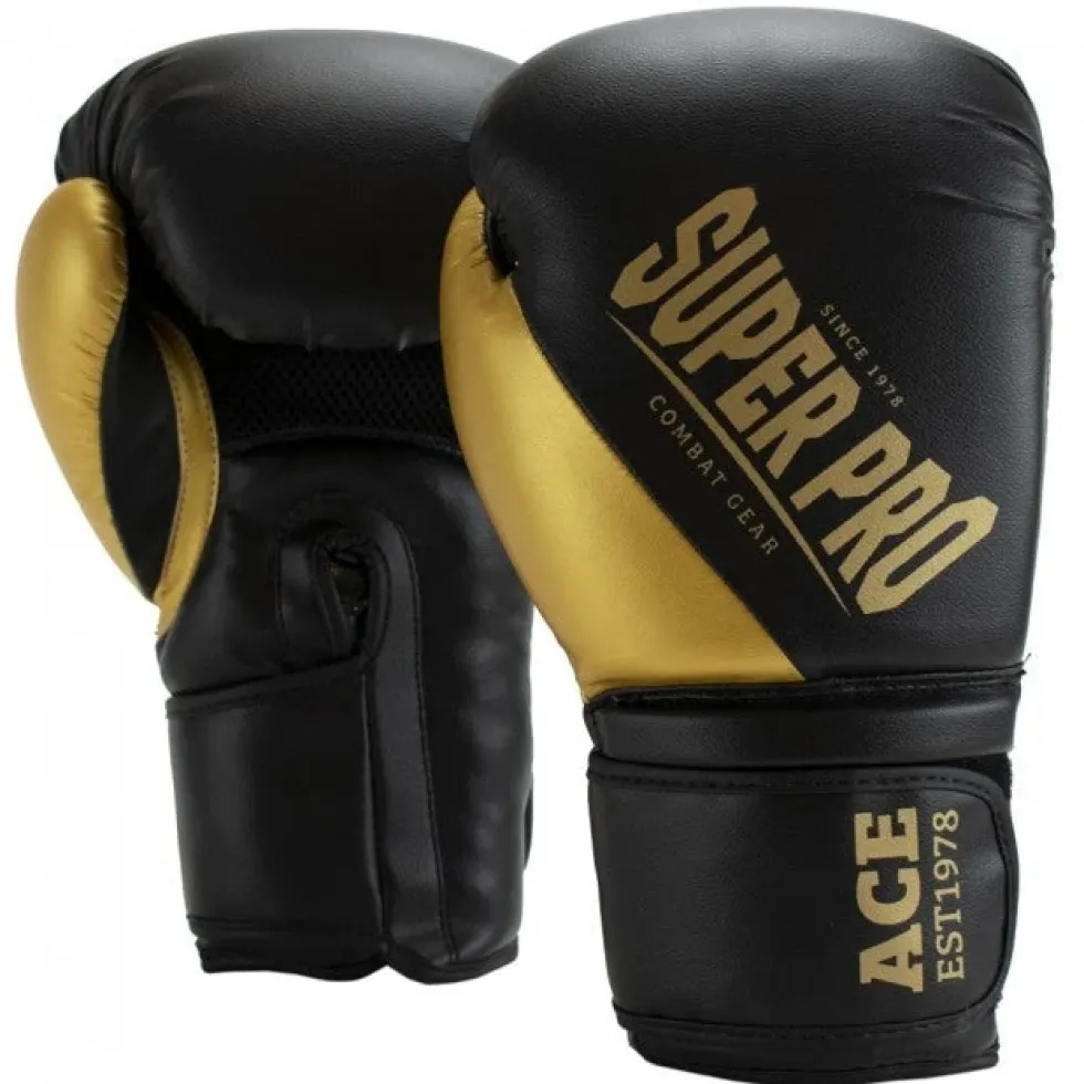Super Pro Combat Gear Ace (Kick)Bokshandschoenen - Zwart/Goud