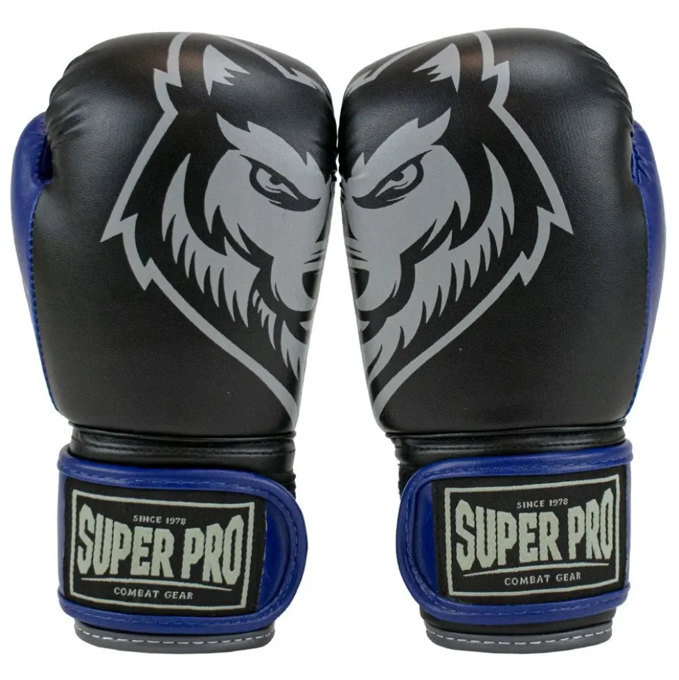 Super Pro Combat Gear Bokshandschoenen Kids Wolf - Zwart/Blauw