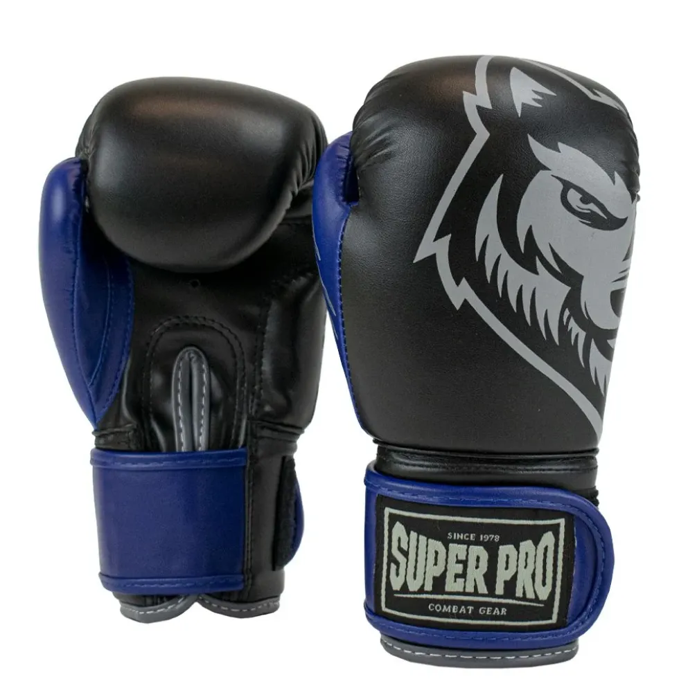 Super Pro Combat Gear Bokshandschoenen Kids Wolf - Zwart/Blauw