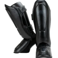 Super Pro Combat Gear Guardian Lederen Scheenbeschermers - Zwart