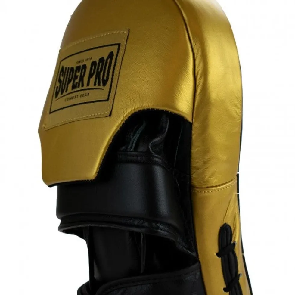 Super Pro Combat Gear Lederen Handpads - Extra lang - Zwart / Goud