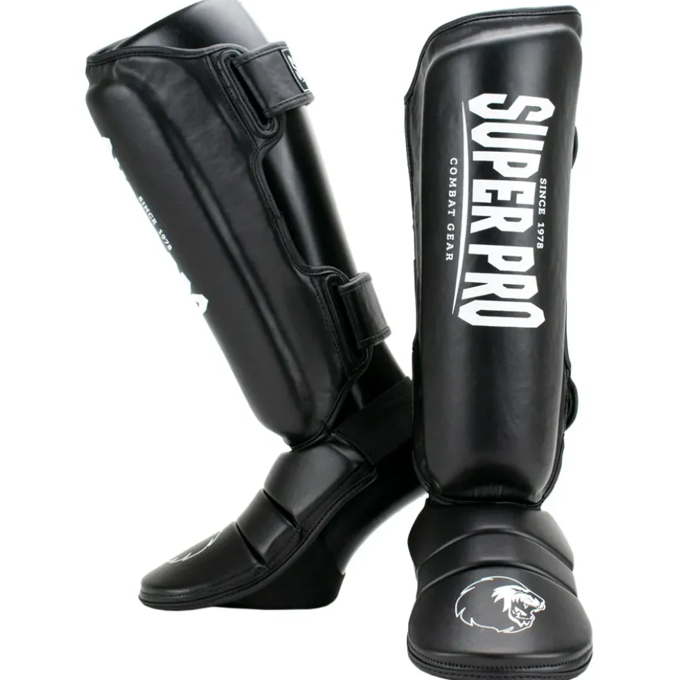 Super Pro Combat Gear Protector Scheenbeschermers - Zwart/Wit
