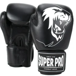 Super Pro Combat Gear Warrior Lederen (Kick)Bokshandschoenen - Zwart/Wit