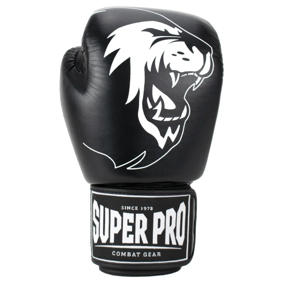 Super Pro Combat Gear Warrior Lederen (Kick)Bokshandschoenen - Zwart/Wit