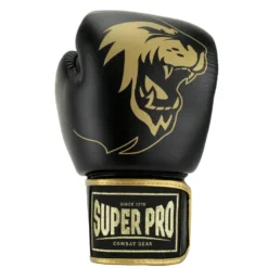 Super Pro Combat Gear Warrior SE Lederen (Kick)Bokshandschoenen - Zwart/Goud/Wit