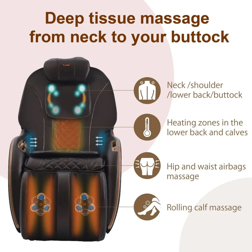 T-Chair TC-296 Elektrische Massagestoel - Bruin