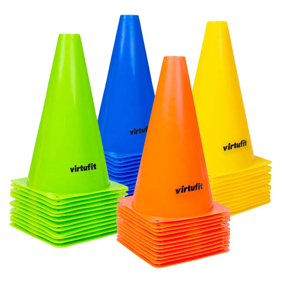 VirtuFit Complete Pionnen Set - 23 cm - 48 Stuks - Groen / Oranje / Geel / Blauw