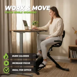 VirtuFit DB100 Opvouwbare Deskbike met Rugleuning - Bureaufiets met Computer