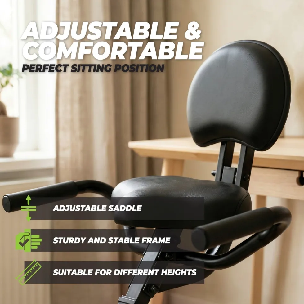 VirtuFit DB100 Opvouwbare Deskbike met Rugleuning - Bureaufiets met Computer
