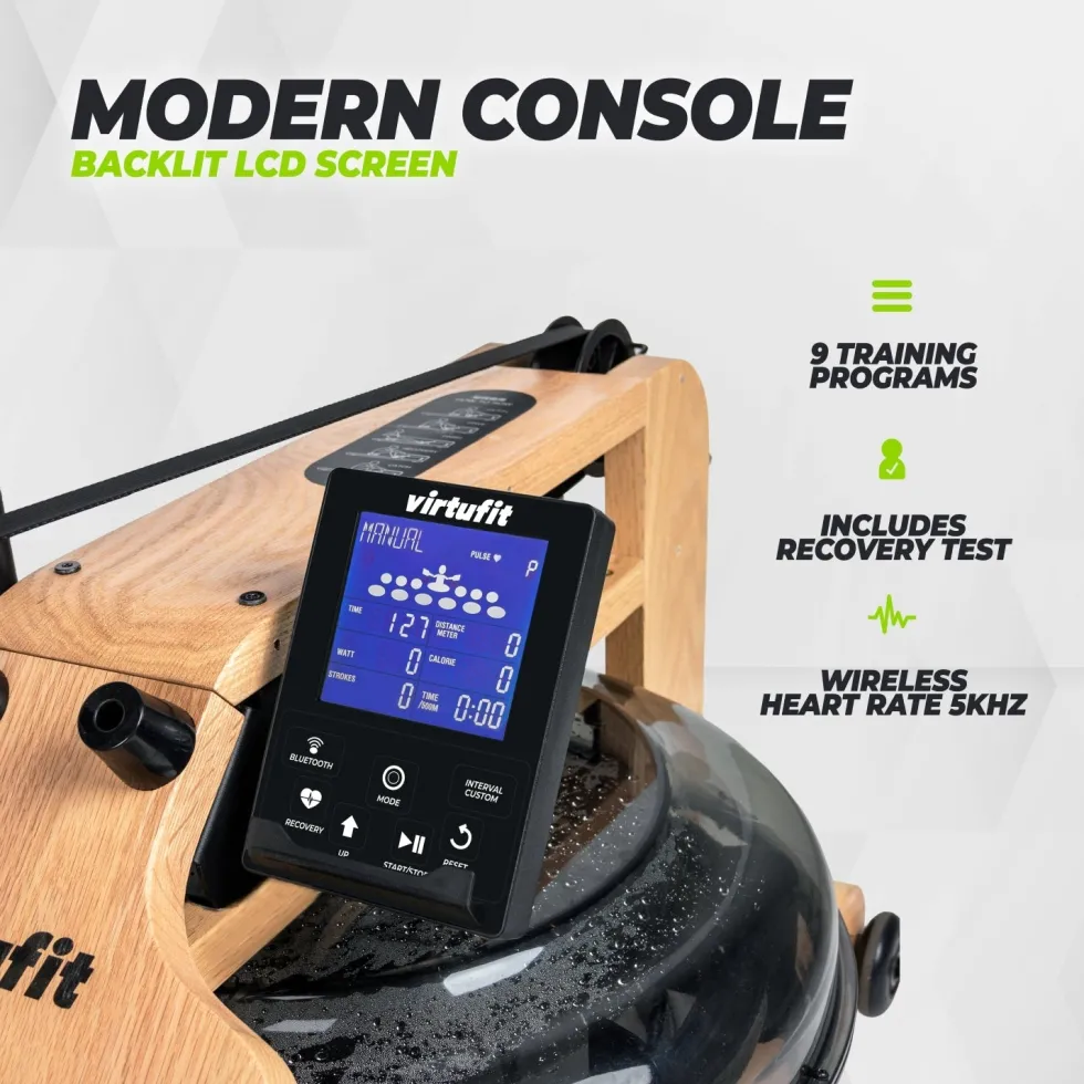 VirtuFit Elite Water Resistance Houten Roeitrainer - Hout/Oak