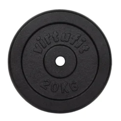 VirtuFit Gietijzeren Halterschijf - Halter gewicht - 30 mm - 20 kg - Zwart