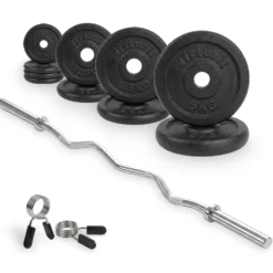 VirtuFit Gietijzeren Halterset - EZ Curlstang - Veerclip - 30 mm - 25 kg