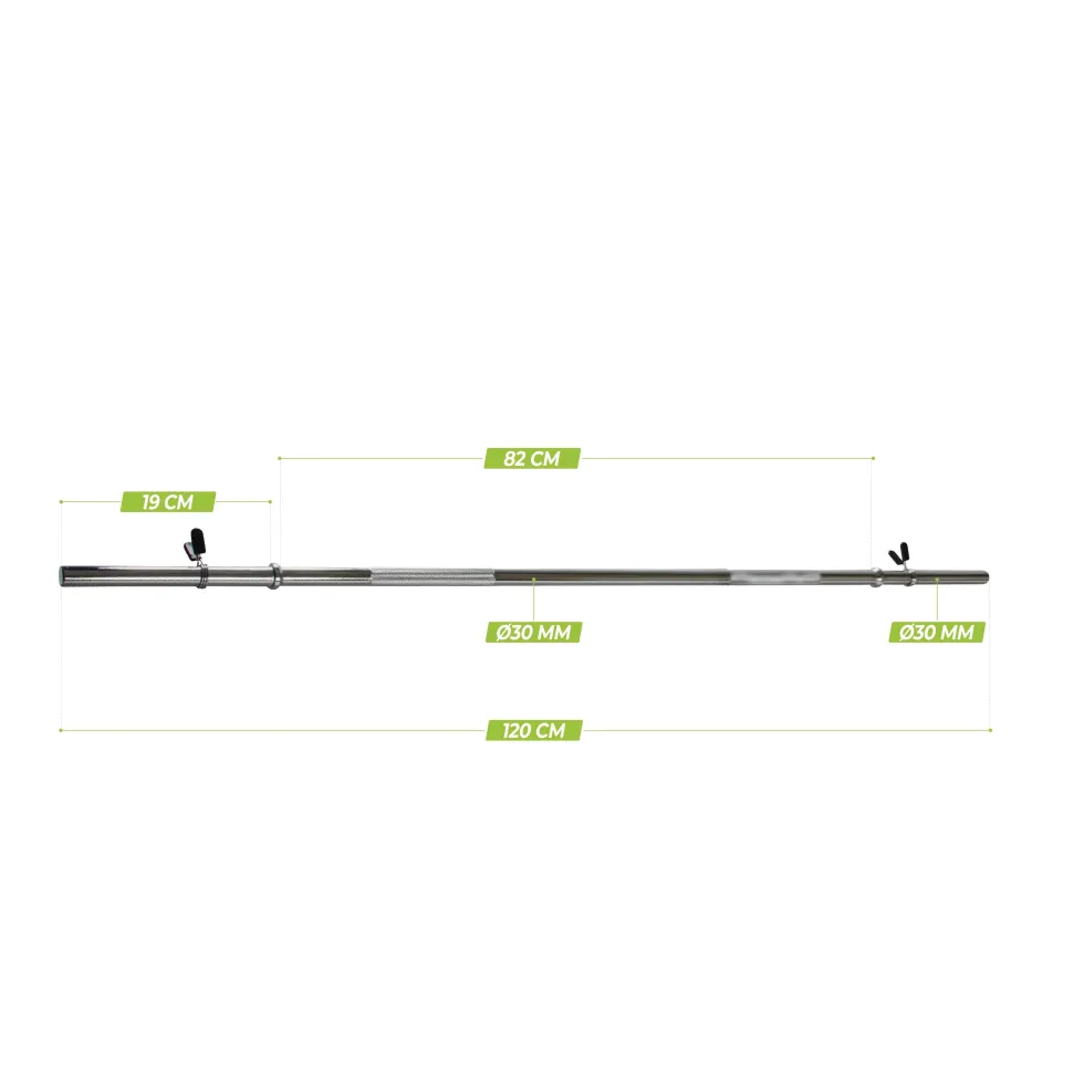 VirtuFit Halterstang - 120 cm - Veerclipsluiting - 30 mm
