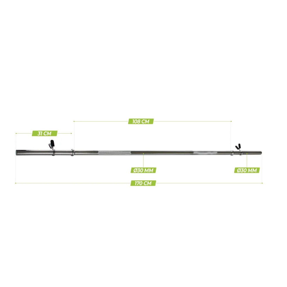 VirtuFit Halterstang - 170 cm - Veerclipsluiting - 30 mm