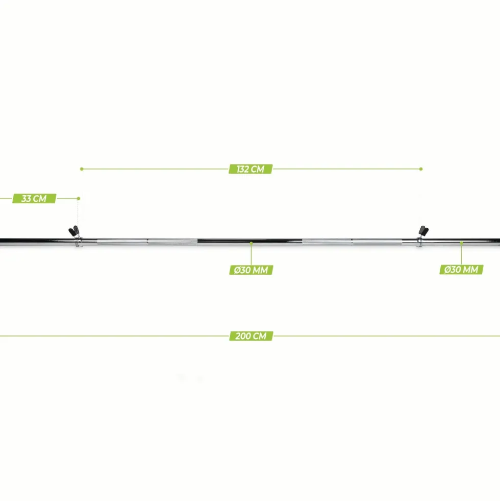 VirtuFit Halterstang - 200 cm - Veerclipsluiting - 30 mm