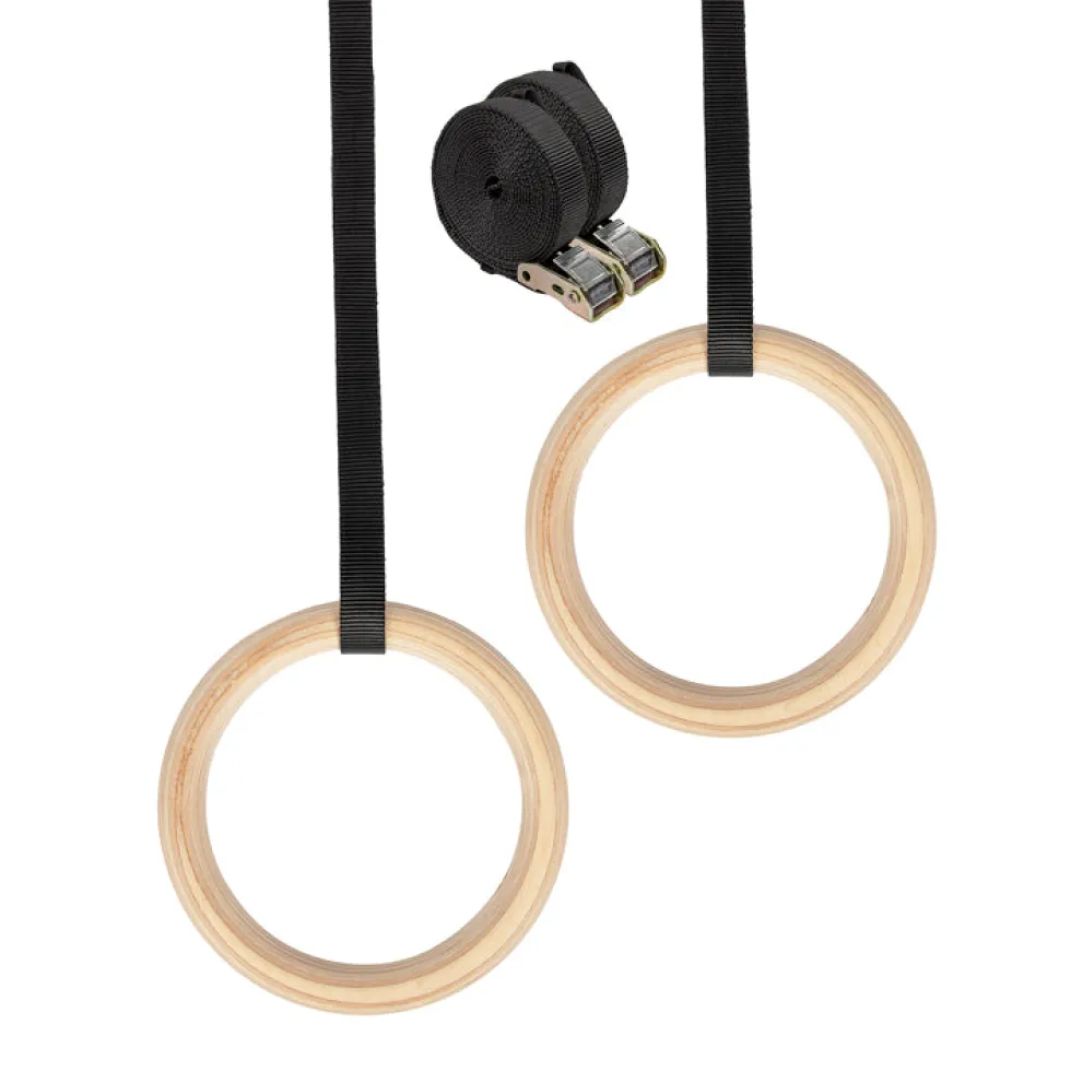 VirtuFit Houten Gym Ringen - Inclusief straps