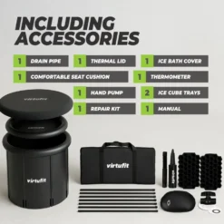 VirtuFit IJsbad XXL - 375 Liter - Antraciet - Inclusief accessoires