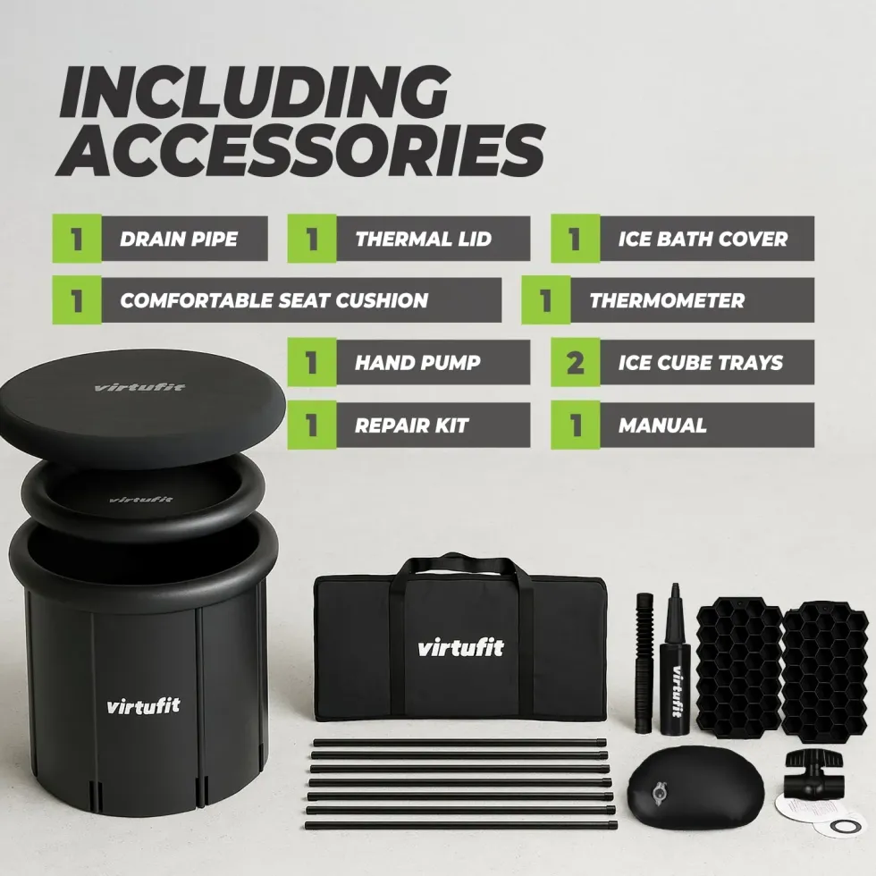 VirtuFit IJsbad XXL - 375 Liter - Antraciet - Inclusief accessoires