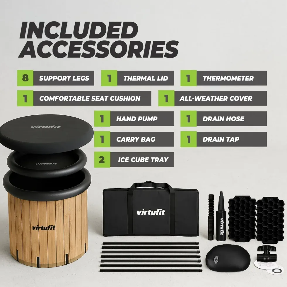 VirtuFit IJsbad XXL - 375 Liter - Wood Look - Inclusief accessoires