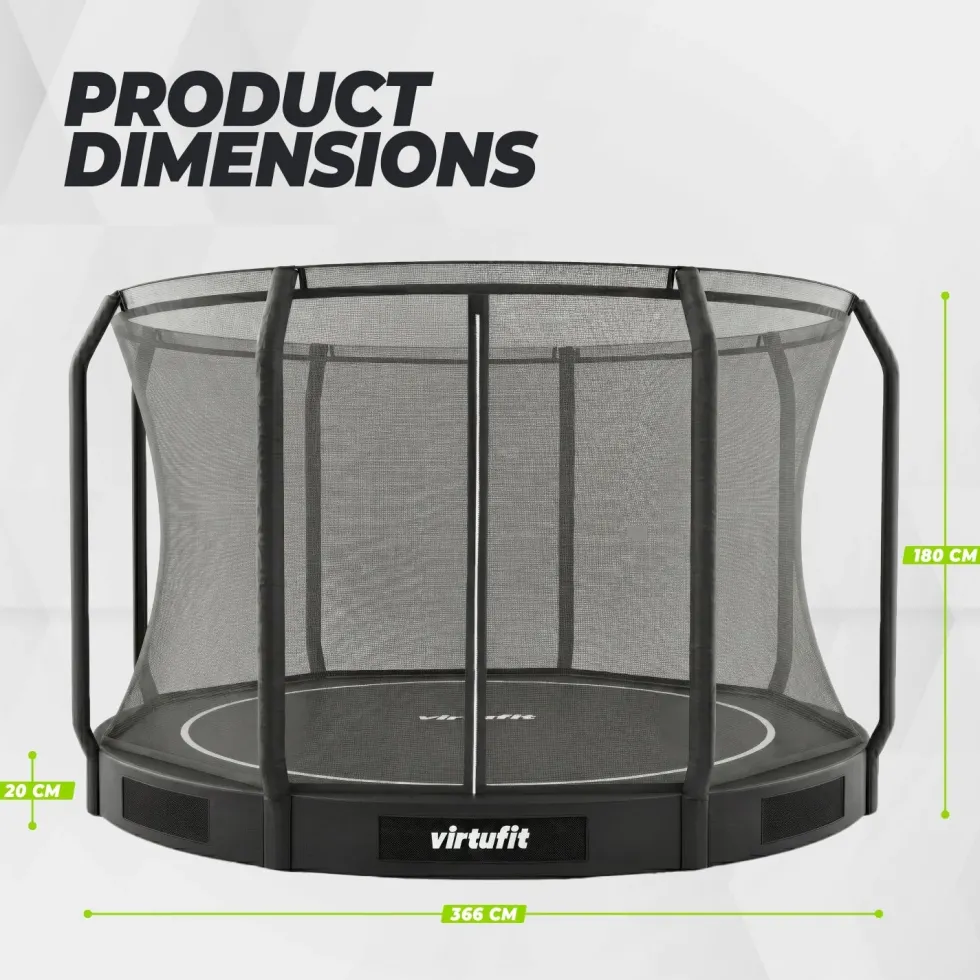 VirtuFit Inground Trampoline 366 cm cm Inclusief Veiligheidsnet
