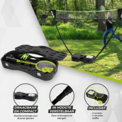 VirtuFit 2-in-1 Portable Badminton- en Tennisset - Inclusief koffer en rackets