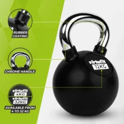 VirtuFit Kettlebell - Rubber/Chroom - 12 kg