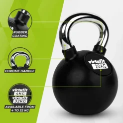 VirtuFit Kettlebell - Rubber/Chroom - 20 kg