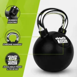 VirtuFit Kettlebell - Rubber/Chroom - 32 kg