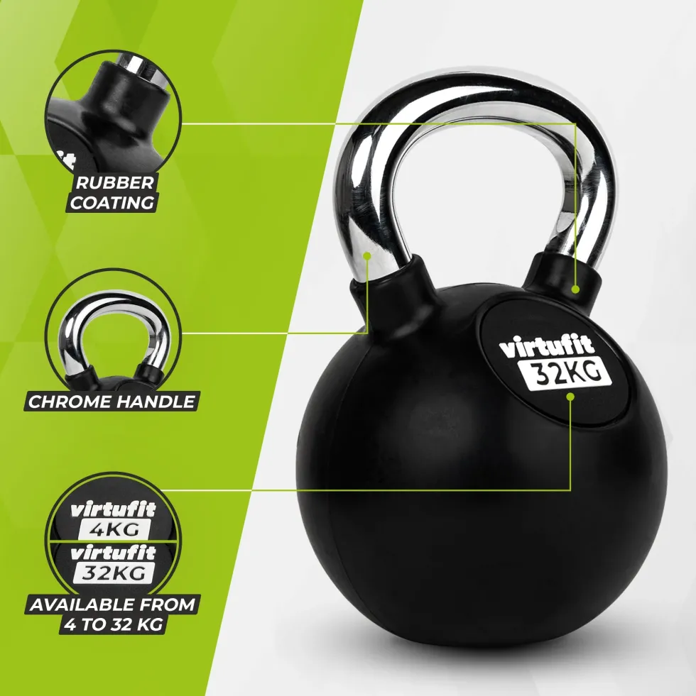 VirtuFit Kettlebell - Rubber/Chroom - 32 kg