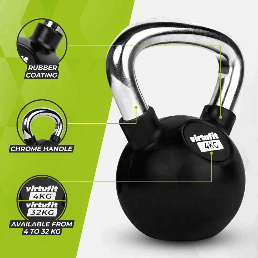 VirtuFit Kettlebell - Rubber/Chroom - 4 kg