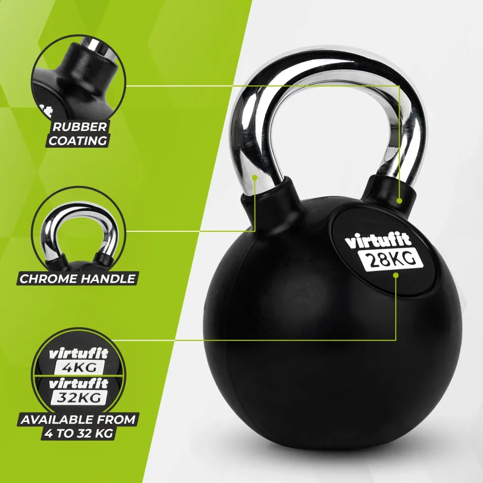 VirtuFit Kettlebell - Rubber/Chroom - 28 kg