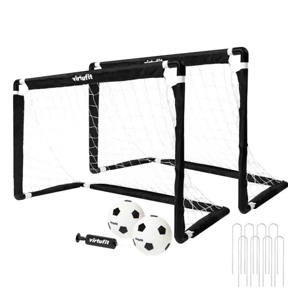 VirtuFit Kinder Voetbaldoelen Set met 2 Ballen en Pomp - Voetbalgoals - 92 x 64 cm
